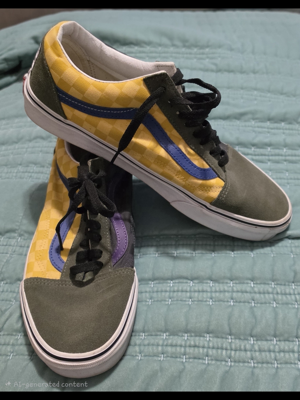 Vans Old Skool Checkerboard Sneakers - Yellow, Olive, Blue, Purple